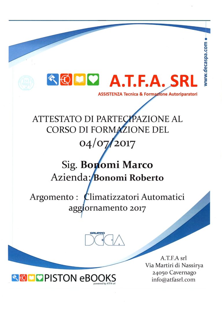 attestato formazione